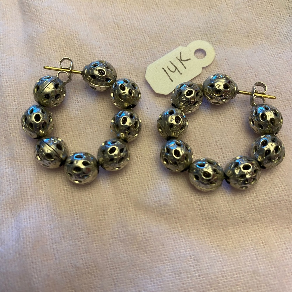 14K silver ball earrings